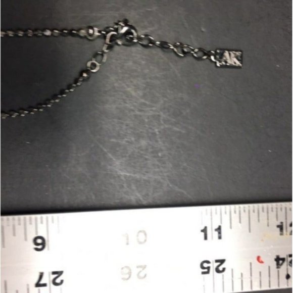 Anne Klein Y Drop Necklace Raspberry Red Black Faceted Gunmetal Silver Retro - Picture 7 of 9